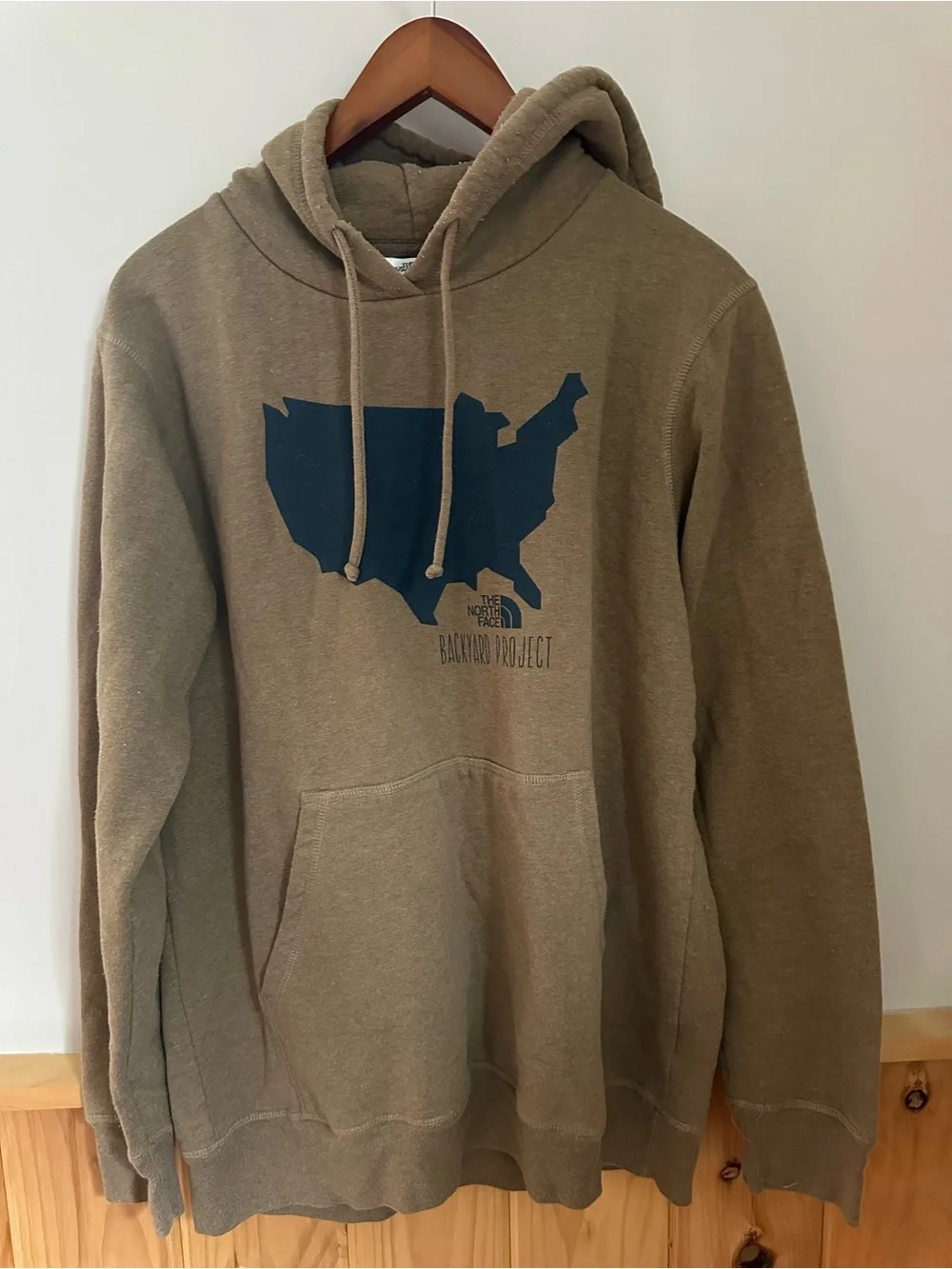 The North Face Men's Tan Hoodie with Black USA Graphic
